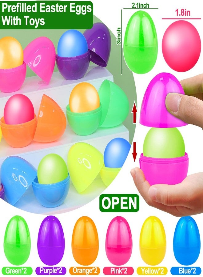 AMENON 12 Pack 3" Large Prefilled Easter Eggs Glow in The Dark Sticky Ceiling Ball Easter Basket Stuffers Essential Stress Relief Fidget Toys Easter Eggs Hunt Party Favor Gifts for Kids Boys Girls Toddler - Image 5